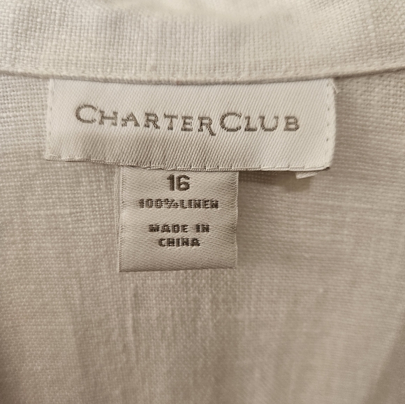 NWT - Linen Charter Club White Midi  Shirtdress - Size 16 - Picture 4 of 8